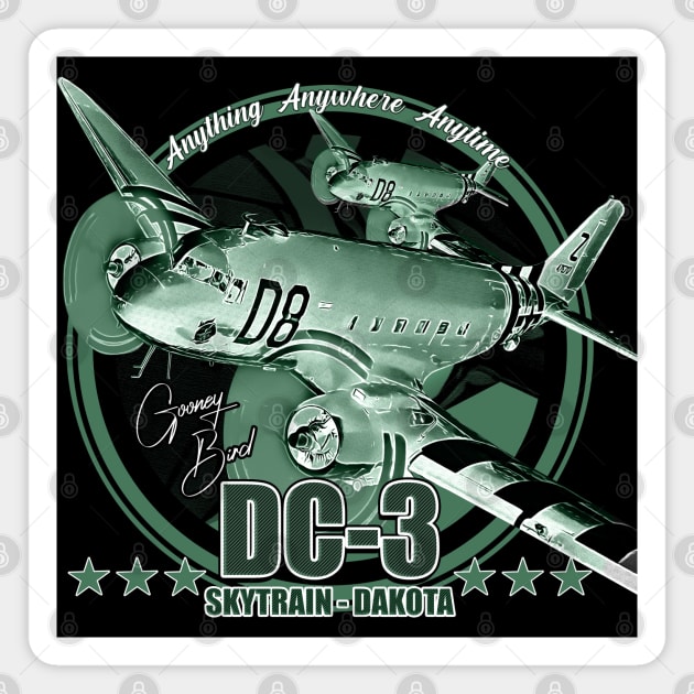 DC3 C47 Dakota Military Transport Aircraft Magnet by aeroloversclothing